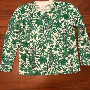 Lilly Pulitzer Green and White Jungle Print Kids Sweater